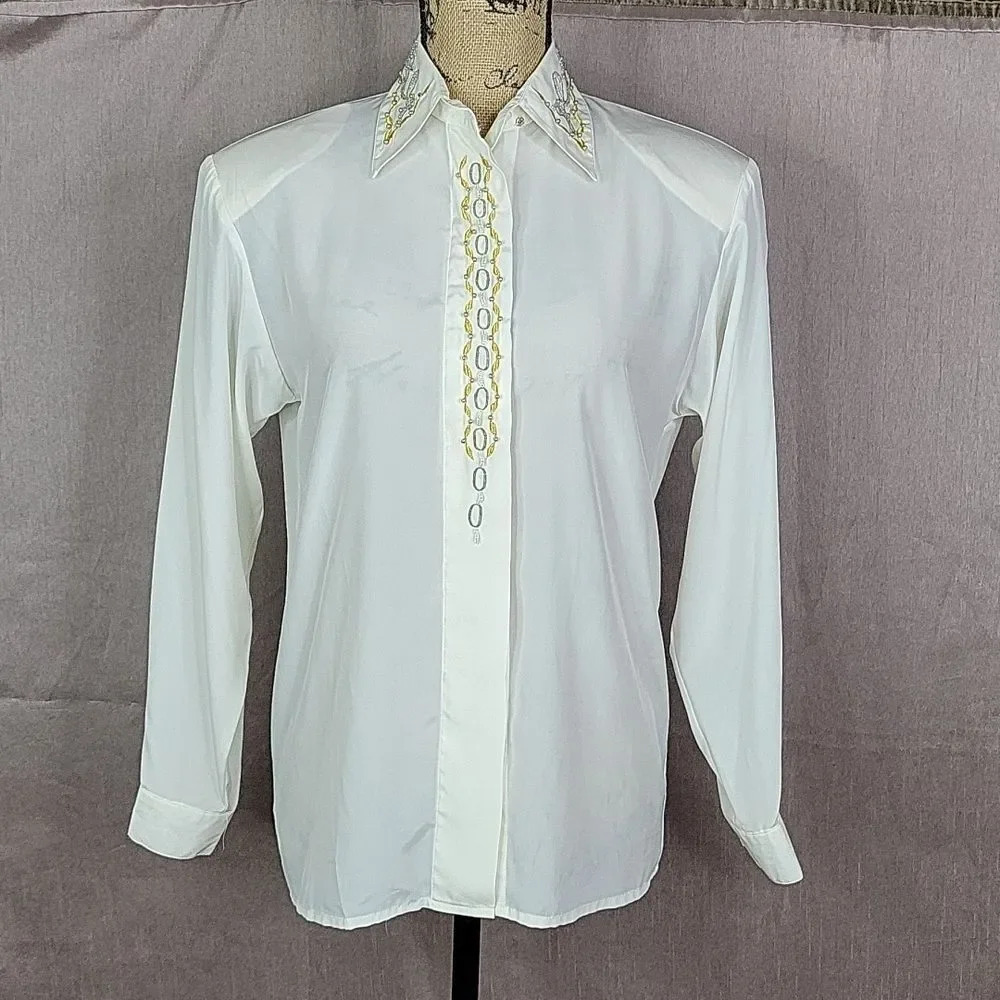 HARBOUR VUE Beaded and Embroidered Blouse Size 6